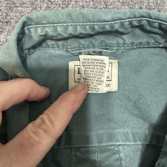 LL Bean Sunwashed Canvas Shirt Mens XL Teal Cotton Traditional Fit Short Sleeve - Picture 3 of 7